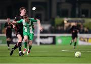 14 March 2025; Cian Doyle of Bray Wanderers is tackled by Eoin Kenny of Dundalk during the SSE Airtricity Men's First Division match between Bray Wanderers and Dundalk at Carlisle Grounds in Bray, Wicklow. Photo by Thomas Flinkow/Sportsfile