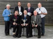 7 October 2013; Pictured are, back row, from left to right, John Hudson, PRO Colleges Universities Football League, Gerard Dunne, FAI National Coordinator Schools, and Colleges and Womens Football, Fran Gavin, FAI Director of Competitions and Interim Head of Grassroot, Denis Clarke, Queens University. Front row, from left, Liam McCarthy, Committee member of the Colleges Universities Football League, Joe O'Brien, CFAI Chairman, and Terry McAuley, IUFU Chairman, in attendance at the launch of the Colleges Universities Football League. FAI Headquarters, Abbotstown, Dublin. Picture credit: David Maher / SPORTSFILE