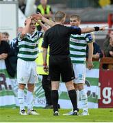 6 October 2013; Referee Alan Kelly sends off Conor McCormack, left, Shamrock Rovers. FAI Ford Cup, Semi-Final, Sligo Rovers v Shamrock Rovers, The Showgrounds, Sligo. Picture credit: David Maher / SPORTSFILE