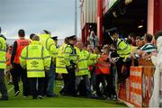 6 October 2013; Supporters, pitch security and members of An Garda Síochána during the game. FAI Ford Cup, Semi-Final, Sligo Rovers v Shamrock Rovers, The Showgrounds, Sligo. Picture credit: David Maher / SPORTSFILE