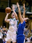 25 September 2004; Susan Moran, Ireland, in action against Laury Zeyen, Luxembourg. Women's European Basketball Championship, Qualifying round, Ireland v Luxembourg, National Basketball Arena, Tallaght, Dublin. Picture credit; Brendan Moran / SPORTSFILE