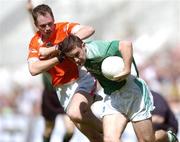 7 August 2004; Colm Bradley, Fermanagh, in action against Andrew McCann, Armagh. Bank of Ireland All-Ireland Senior Football Championship Quarter Final, Armagh v Fermanagh, Croke Park, Dublin. Picture credit; Brendan Moran / SPORTSFILE