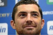 14 October 2013; Leinster's Rob Kearney during a press conference ahead of their Heineken Cup 2013/14, Pool 1, Round 2, game against Castres on Saturday. Leinster Rugby Squad Press Conference, Leinster Rugby Head Office, UCD, Belfield, Dublin. Picture credit: Stephen McCarthy / SPORTSFILE