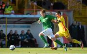 15 October 2013; Sean Murray, Republic of Ireland, in action against Srefan Popescu, Romania. UEFA U21 Qualifying Round, Group 6, Republic of Ireland v Romania, The Showgrounds, Sligo. Picture credit: Oliver McVeigh / SPORTSFILE