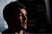 15 October 2013; Munster captain Peter O'Mahony during a press conference ahead of their Heineken Cup 2013/14, Pool 6, Round 2, game against Gloucester on Saturday. Munster Rugby Press Conference, Castletroy Park Hotel, Limerick. Picture credit: Diarmuid Greene / SPORTSFILE