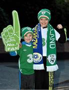 15 October 2013; Republic of Ireland supporters Evan McGraynor, left, aged 5, and his brother James, aged 9, from Gorey, Co. Wexford, at the game. 2014 FIFA World Cup Qualifier, Group C, Republic of Ireland v Kazakhstan, Aviva Stadium, Lansdowne Road, Dublin. Picture credit: Barry Cregg / SPORTSFILE