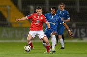 16 October 2013; Stephen Sheerin, Shelbourne, in action against Patrick Nzuzi, Limerick. Airtricity League Premier Division, Limerick FC v Shelbourne FC, Thomond Park, Limerick. Picture credit: Diarmuid Greene / SPORTSFILE