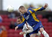 3 October 2004; Sean Dillon, Longford Town, in action against Andy Myler, Drogheda United. FAI Carlsberg Cup Semi-Final, Longford Town v Drogheda United, Flancare Park, Longford. Picture credit; David Maher / SPORTSFILE