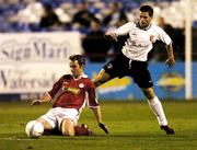 4 October 2004; Ollie Cahill, Shelbourne, in action against Eddie McCallion, Derry City. eircom league, Premier Division, Shelbourne v Derry City, Tolka Park, Dublin. Picture credit; David Maher / SPORTSFILE