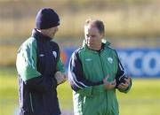 6 October 2004; Republic of Ireland manager Brian Kerr speaks with Roy Keane during squad training. Malahide FC, Malahide, Co. Dublin. Picture credit; Brian Lawless / SPORTSFILE