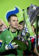 18 October 2013; Brendan Clarke, St. Patrick’s Athletic, celebrates at the end of the game. Airtricity League Premier Division, St. Patrick’s Athletic v Derry City, Richmond Park, Dublin. Picture credit: David Maher / SPORTSFILE