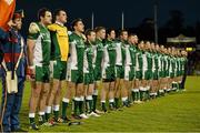 19 October 2013; The Ireland team stand for the National Anthem before the game. International Rules, First Test, Ireland v Australia, Kingspan Breffni Park, Cavan. Picture credit: Barry Cregg / SPORTSFILE