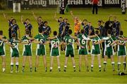 19 October 2013; The Australia team during a War Cry while the Ireland team look on before the game. International Rules, First Test, Ireland v Australia, Kingspan Breffni Park, Cavan. Picture credit: Oliver McVeigh / SPORTSFILE