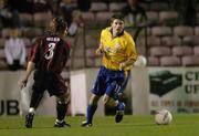 11 October 2004; Wesley Hoolahan, Shelbourne, in action against Simon Webb, Bohemians. eircom league, Premier Division, Bohemians v Shelbourne, Dalymount Park, Dublin. Picture credit; Brian Lawless / SPORTSFILE