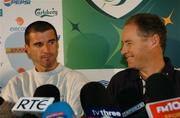 12 October 2004; Brian Kerr, Republic of Ireland manager,  with Roy Keane during a press conference. Lansdowne Road, Dublin. Picture credit; David Maher / SPORTSFILE