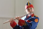 15 October 2004; Maeve McDyer, on flute, during practice in advance of Sunday's Coca Cola International Rules Series 2004. This will be the first time that girls will play with the Artane boys Band in Croke Park. Artane, Dublin. Picture credit; Brendan Moran / SPORTSFILE