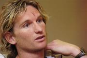 15 October 2004; Australian captain James Hird speaking at a joint AFL/GAA Press Briefing ahead of this weekend's Coca Cola International Rules Series 2004. Croke Park, Dublin. Picture credit; Damien Eagers / SPORTSFILE
