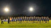 19 October 2013; The Australian squad stand for the national anthem. International Rules, First Test, Ireland v Australia, Kingspan Breffni Park, Cavan. Picture credit: Oliver McVeigh / SPORTSFILE