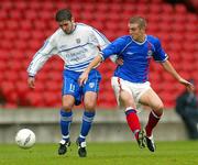 16 October 2004; Stephen Carson, Coleraine, in action against David Thompson, Linfield. Irish League, Linfield v Coleraine, Windsor Park, Belfast. Picture credit; SPORTSFILE