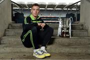 22 October 2013; Ireland's Ciaran Byrne with the Cormac McAnallen cup after a press conference ahead of their Irish Daily Mail International Rules second test against Australia on Saturday. 2013 Irish Daily Mail International Rules Press Conference, Croke Park, Dublin. Picture credit: Barry Cregg / SPORTSFILE