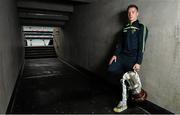 22 October 2013; Ireland's Ciaran Byrne with the Cormac McAnallen cup after a press conference ahead of their Irish Daily Mail International Rules second test against Australia on Saturday. 2013 Irish Daily Mail International Rules Press Conference, Croke Park, Dublin. Picture credit: Barry Cregg / SPORTSFILE