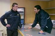 22 October 2004; Ireland captain Padraic Joyce in conversation with Australian coach Garry Lyon during an International Rules press conference. Croke Park, Dublin. Picture credit; Brendan Moran / SPORTSFILE