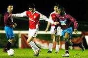 25 October 2004; Keith Fahy, St. Patrick's Athletic, in action against Jermaine Sandvliet, Drogheda United. eircom League Premier Division, St. Patrick's Athletic v Drogheda United, Richmond Park, Dublin. Picture credit; David Maher / SPORTSFILE