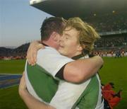 13 November 2004; Ireland's Brian O'Driscoll and Anthony Foley celebrate after the final whistle. Rugby International, Ireland v South Africa, Lansdowne Road, Dublin. Picture credit; Matt Browne / SPORTSFILE