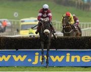 2 November 2013; Roi Du Mee, with Bryan Cooper up, clears the last on the way to winning the JNwine.com Champion Steeplechase. Down Royal Racecourse, Maze, Lisburn, Co. Down. Picture credit: Oliver McVeigh / SPORTSFILE