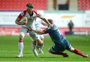 2 November 2013; Robbie Diack, Ulster, is tackled by Phil John, Scarlets. Celtic League 2013/14, Round 7, Scarlets v Ulster, Parc y Scarlets, Llanelli, Wales. Picture credit: Ian Cook / SPORTSFILE