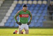 3 November 2013; Rathnew goalkeeper Peter Dignam shows his disappointment after conceeding a third goal in the first half. AIB Leinster Senior Club Football Championship, Quarter-Final, Longford Slashers, Longford v Rathnew, Wicklow. Glennon Brothers Pearse Park, Longford. Picture credit: Pat Murphy / SPORTSFILE