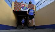 3 November 2013; Longford Slashers captain Dermot Brady leads his team on to the pitch before the game. AIB Leinster Senior Club Football Championship, Quarter-Final, Longford Slashers, Longford v Rathnew, Wicklow. Glennon Brothers Pearse Park, Longford. Picture credit: Pat Murphy / SPORTSFILE