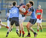 3 November 2013; Stuart Murphy, Rathnew, in action against Andrew Dalton and David Sheridan, right, Longford Slashers. AIB Leinster Senior Club Football Championship, Quarter-Final, Longford Slashers, Longford v Rathnew, Wicklow. Glennon Brothers Pearse Park, Longford. Picture credit: Pat Murphy / SPORTSFILE