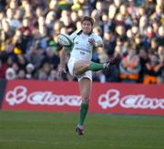 13 November 2004; Ronan O'Gara, Ireland, kicking for touch. Rugby International, Ireland v South Africa, Lansdowne Road, Dublin. Picture credit; Brendan Moran / SPORTSFILE