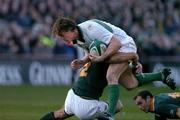 13 November 2004; Brian O'Driscoll, Ireland, in action against De Wet Barry, South Africa. Rugby International, Ireland v South Africa, Lansdowne Road, Dublin. Picture credit; Brendan Moran / SPORTSFILE