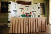 4 November 2013; Ireland team manager Michael Kearney and Eoin Reddan during a press conference ahead of their Guinness Series International match against Samoa on Saturday. Ireland Rugby Squad Press Conference, Carton House, Maynooth, Co. Kildare. Picture credit: Ramsey Cardy / SPORTSFILE