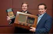 4 November 2013; In attendance at the book launch of 'The GAA & Radio Éireann 1926-2010' are current RTE commentators Darragh Maloney, left, and Marty Morrissey. The Book is a profile of 20 of the 23 commentators who broadcast Gaelic Games on 2RN/Radio Éireann/Raidio Teilifís Éireann and its interaction with the GAA from 1926 to 2010. Simply put, it is a history of the GAA and RTE in the development of GAA broadcasting. RTÉ Sports & Social Club, Donnybrook, Dublin. Picture credit: Brendan Moran / SPORTSFILE