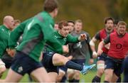 5 November 2013; Ireland's Paddy Jackson in action during squad training ahead of their Guinness Series International match against Samoa on Saturday. Ireland Rugby Squad Training, Carton House, Maynooth, Co. Kildare. Picture credit: Brendan Moran / SPORTSFILE