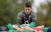 5 November 2013; Ireland scrum-half Conor Murray prepares to put the ball into a scrum during squad training ahead of their Guinness Series International match against Samoa on Saturday. Ireland Rugby Squad Training, Carton House, Maynooth, Co. Kildare. Picture credit: Brendan Moran / SPORTSFILE