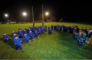 5 November 2013; Samoan Rugby team perform traditional war haka for Special Olympics athletes from Seapoint Dragons Rugby Club at the Wanderers RFC grounds on Merrion Road. The Samoan players performed the haka as their good deed as part of Electric Ireland’s Powering Kindness campaign. Special Olympics Ireland are one of three charities vying to win €50,000 be encouraging members of the public to log good deeds and pledge them to Special Olympics Ireland on poweringkindness.ie. Wanderers RFC, Dublin. Picture credit: David Maher / SPORTSFILE