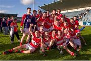 3 November 2013; Clontarf players celebrate with the cup. Boys U15 A Championship final, Clontarf V St. Bridgets, Parnell Park, Dublin. Picture credit: Ray McManus / SPORTSFILE