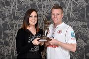 6 November 2013; Danny North, Sligo Rovers, is presented with the Airtricity / SWAI Player of the Month Award for November 2013 by Mary McGlinchey, Airtricity. Clarion Hotel, Dublin Airport, Dublin. Picture credit: Barry Cregg / SPORTSFILE