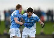 10 November 2013; Brian Kermode, right, Newtown Blues, celebrates after scoring his side's first goal with team-mate John Kermode. AIB Leinster Senior Club Football Championship, Quarter-Final, Newtown Blues, Louth v Summerhill, Meath. County Grounds, Drogheda, Co. Louth. Photo by Sportsfile