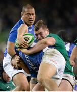 9 November 2013; Jack Lam, Samoa, is tackled by Jack McGrath, Ireland. Guinness Series International, Ireland v Samoa, Aviva Stadium, Lansdowne Road, Dublin. Picture credit: Stephen McCarthy / SPORTSFILE