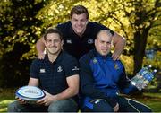 15 November 2013; Deep RiverRock water has announced that it will continue as the Official Hydration Partner to Leinster Rugby for the 2013/14 rugby season. Pictured at the launch are Leinster players, from left, Jimmy Gopperth, Jordi Murphy and Richardt Strauss. Leinster Rugby Office, UCD, Belfield, Dublin. Picture credit: Barry Cregg / SPORTSFILE