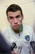13 November 2013; Republic of Ireland's Seamus Coleman during a player update ahead of their international friendly game against Latvia on Friday. Republic of Ireland Player Update, Gannon Park, Malahide, Co. Dublin. Picture credit: David Maher / SPORTSFILE