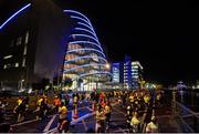 13 November 2013; A general view of competitors as they make their way past the National Convention Centre during the Lifestyle Sports Run in the Dark 2013. Spencer Dock, North Wall Quay, Dublin. Picture credit: Ramsey Cardy / SPORTSFILE