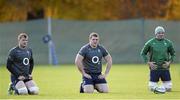 14 November 2013; Ireland players, from left, Jamie Heaslip, Jack McGrath and Peter O'Mahony during squad training ahead of their Guinness Series International match against Australia on Saturday. Ireland Rugby Squad Training, Carton House, Maynooth, Co. Kildare. Picture credit: Stephen McCarthy / SPORTSFILE