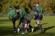 14 November 2013; Ireland players, from left, Dave Kearney, Tommy Bowe, Eoin Reddan and Andrew Trimble during squad training ahead of their Guinness Series International match against Australia on Saturday. Ireland Rugby Squad Training, Carton House, Maynooth, Co. Kildare. Picture credit: Stephen McCarthy / SPORTSFILE