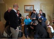 14 November 2013; Ireland's Brian O'Driscoll speaks to journalists during a press conference ahead of their Guinness Series International match against Australia on Saturday. Ireland Rugby Press Conference, Carton House, Maynooth, Co. Kildare. Picture credit: Stephen McCarthy / SPORTSFILE